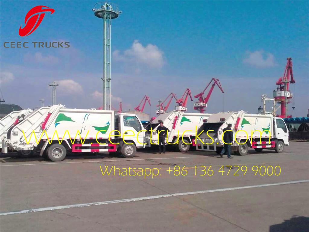 ISUZU 5cbm garbage compactor trucks at shanghai seaport