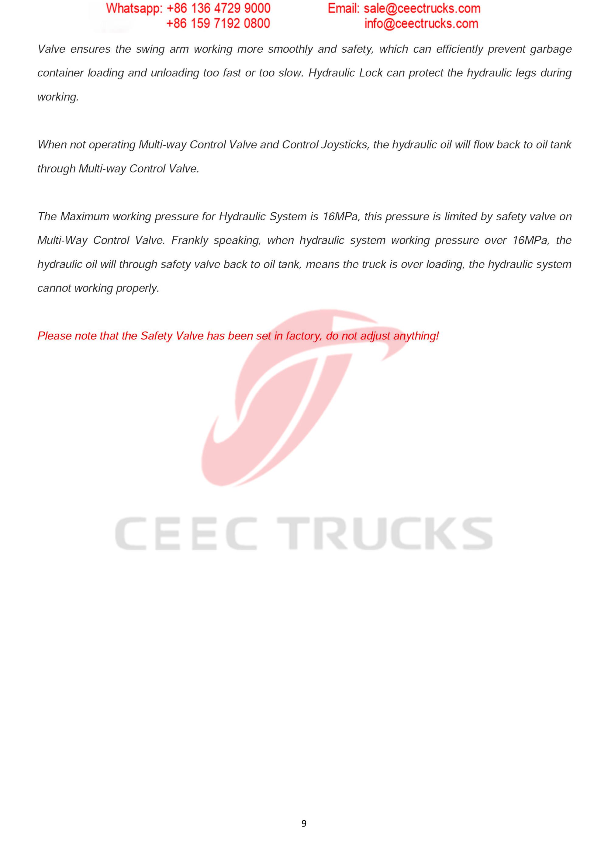 ISUZU 6CBM skip refuse truck Operation Manual