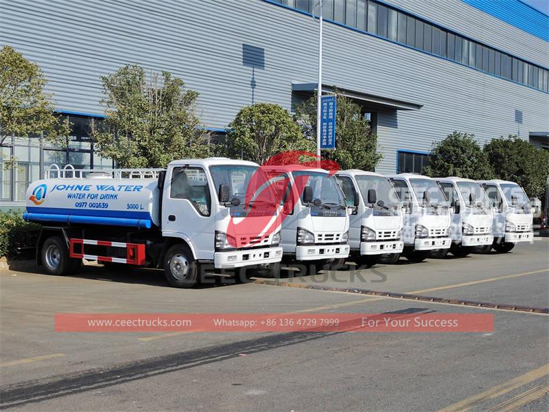 ISUZU 4Ã—2 mini potable water tank trucks with 5000 liters capacity