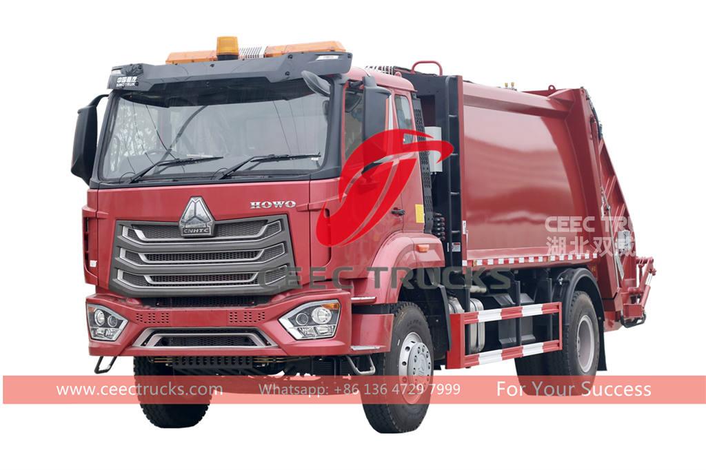 HOWO RHD 12CBM rear loader garbage truck for sale