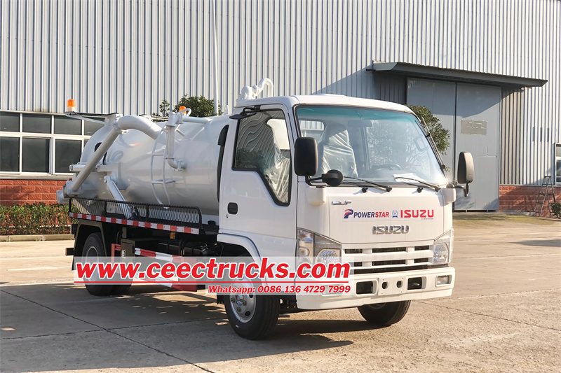 Isuzu 3 cbm pressure vacuum suction truck