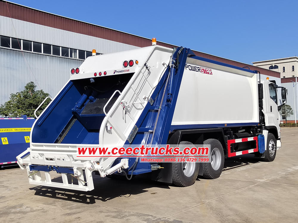 Isuzu split rear loader garbage truck