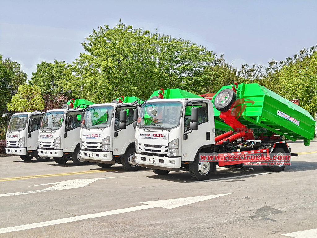 Isuzu hook loader garbage truck