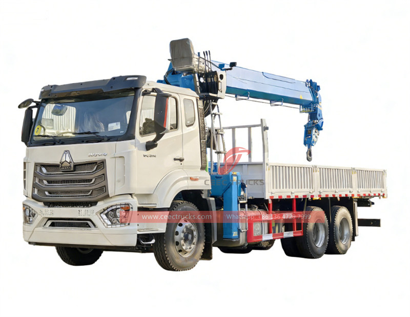 Howo 6x4 cargo truck mounted 14 tons crane