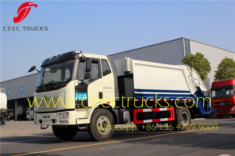 Lowest price FAW 10-12 m³ garbage compactor trucks