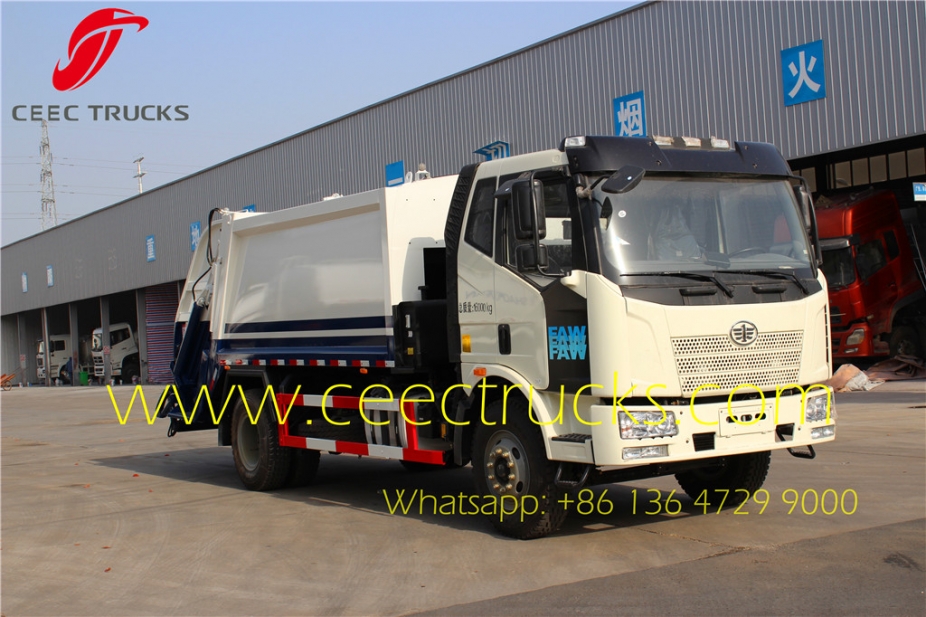 Lowest price FAW 10-12 m³ garbage compactor trucks