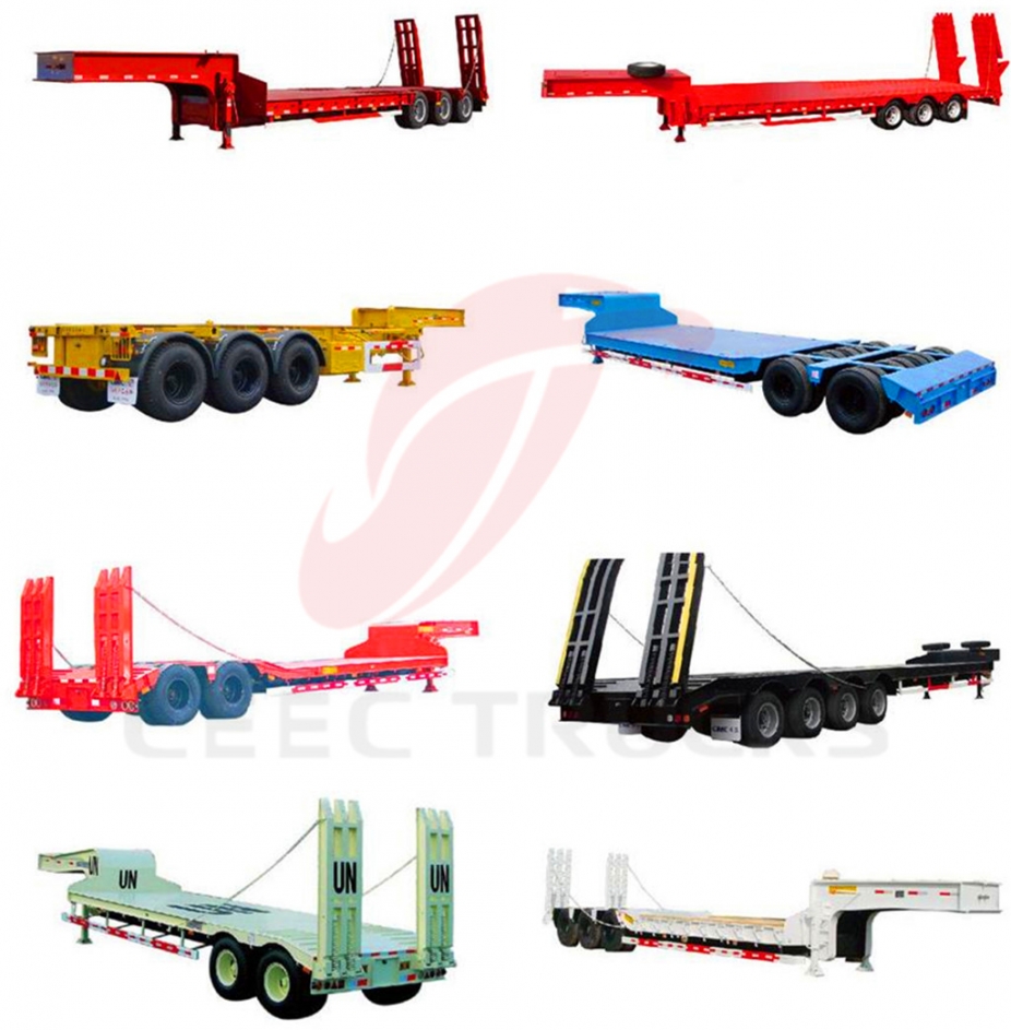 Cheap price 4 axle low bed semi trailer 100 ton 120 tons low bed truck trailer for sale