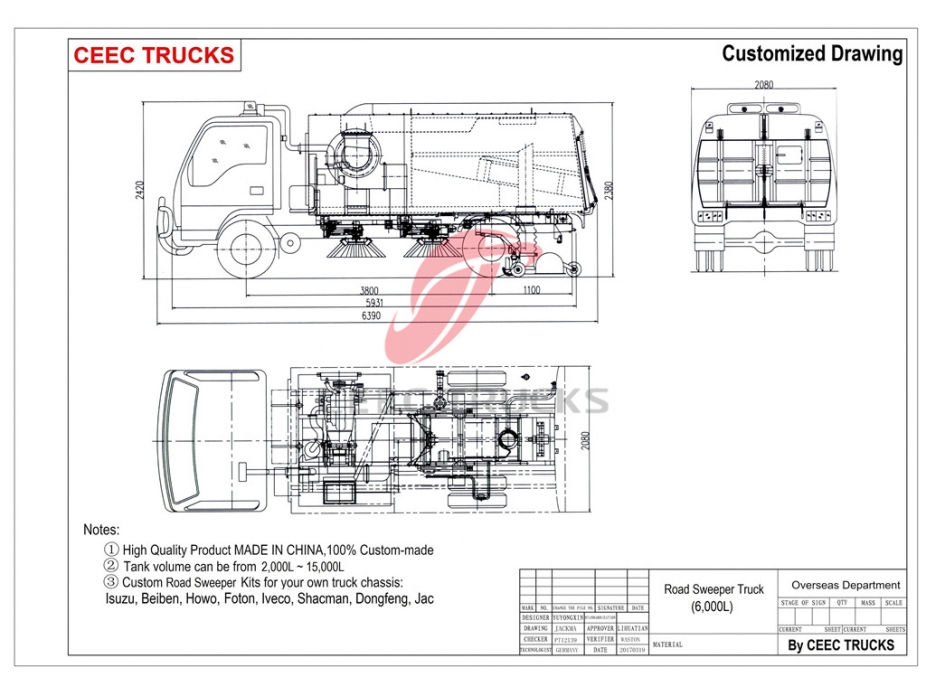 Dongfeng 6CBM road sweeper