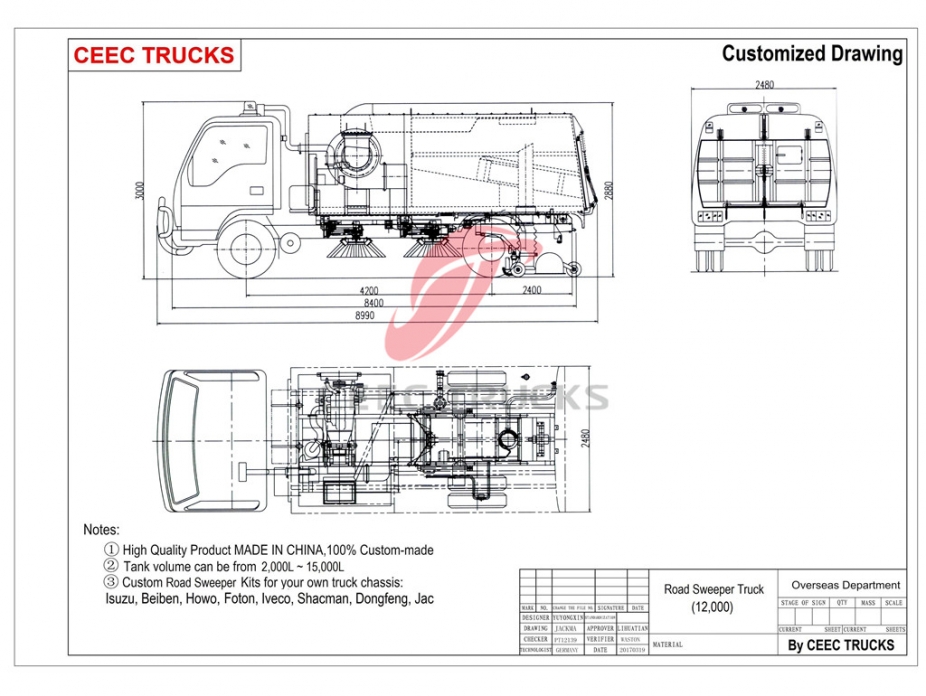 Truk pembersih jalan Dongfeng 12CBM