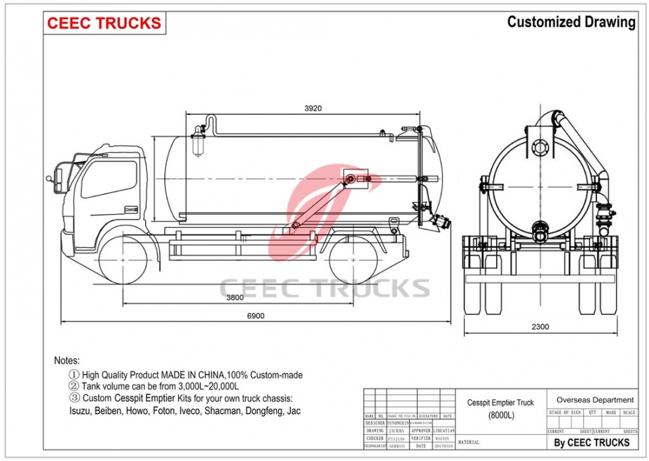 Dongfeng 8,000L Cesspool suction truck