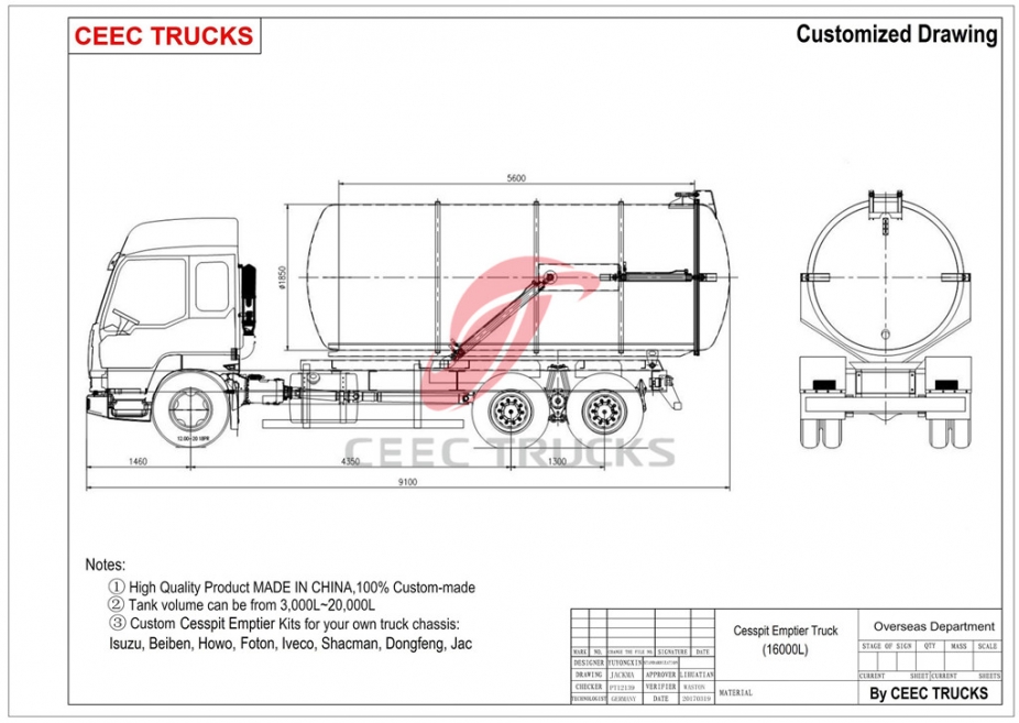 Truk tangki hisap limbah Dongfeng 16CBM