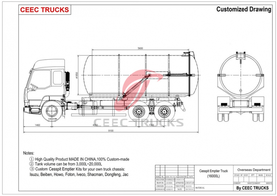 Truk tanker penghisap limbah vakum Dongfeng 16CBM