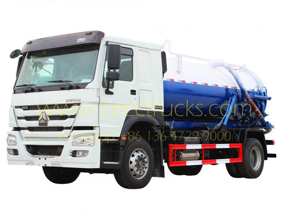 HOWO RHD model truk saluran pembuangan vakum 10.000L