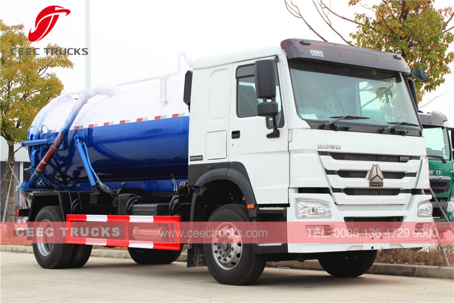 HOWO RHD model truk saluran pembuangan vakum 10.000L