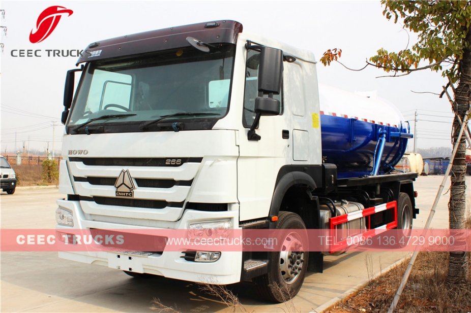 HOWO RHD model truk saluran pembuangan vakum 10.000L