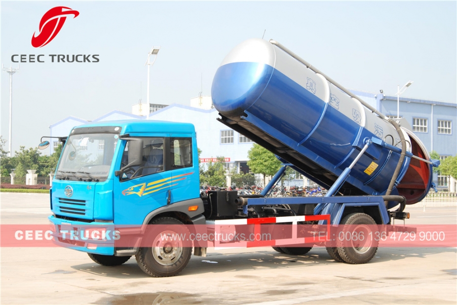 Kendaraan kosong Cesspit FAW 10.000L untuk dijual