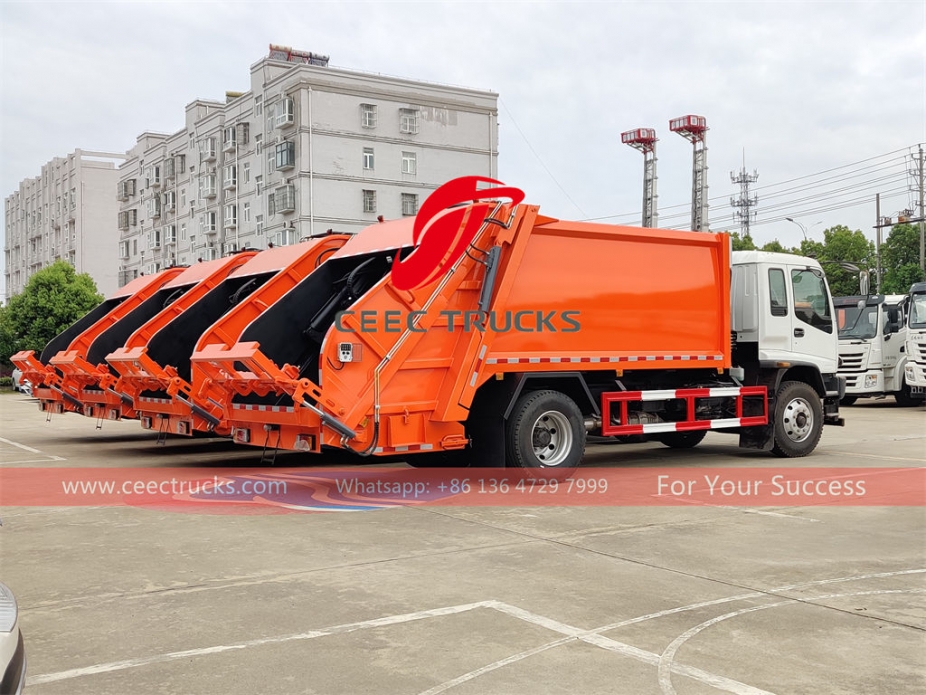 Dubai customer buy ISUZU 10 cubic meter refuse compactor trucks