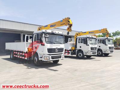 Shacman 4x2 dropside cargo truck mounted XCMG 6.3tons boom crane