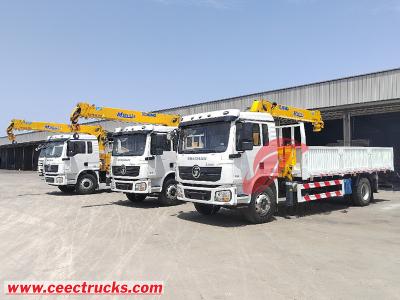 Shacman 4x2 dropside cargo truck mounted XCMG 6.3tons boom crane