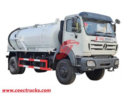 Beiben 1929 offroad 4x4 cesspit emptier 8000L vacuum suction tanker truck