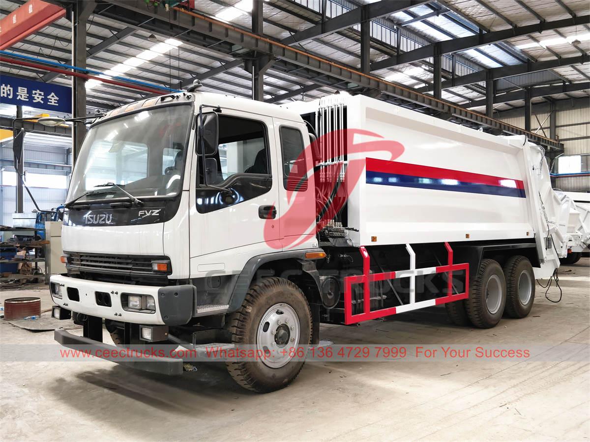 CEEC memproduksi truk pemadat sampah ISUZU FVZ 20 CBM untuk ekspor