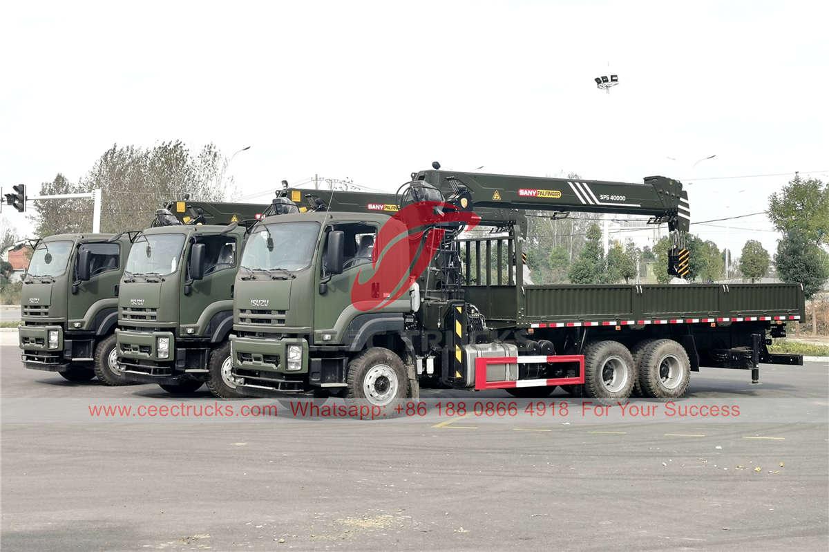 3 unit truk ISUZU VC46 dengan crane Plafinger diekspor ke Myanmar