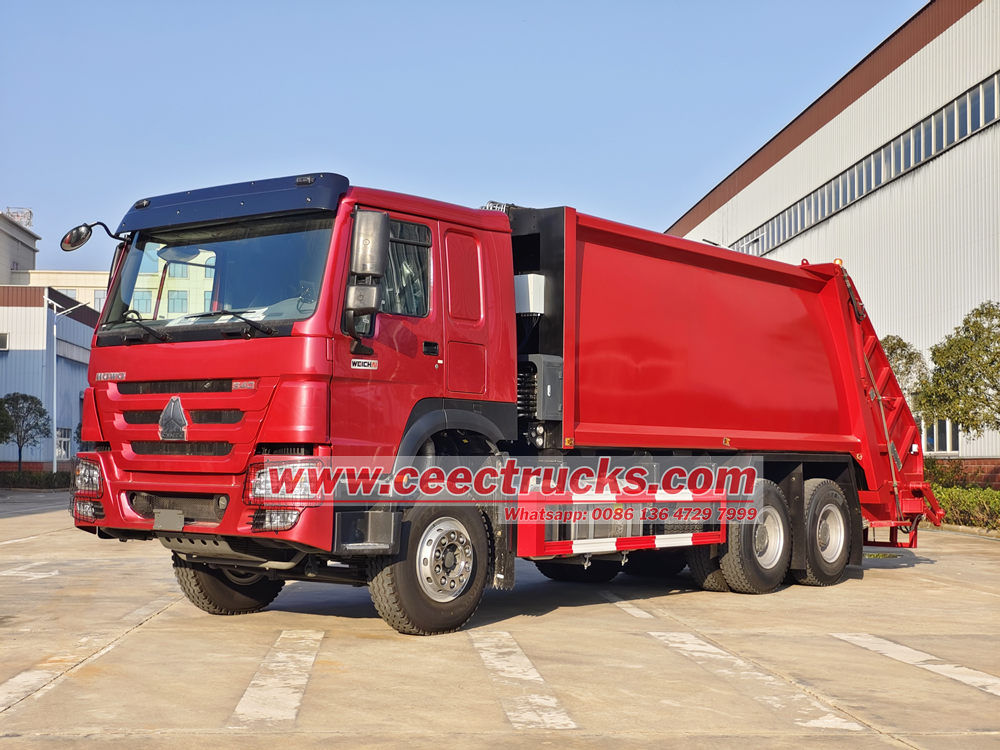 howo 6x4 20cbm truk sampah loader belakang