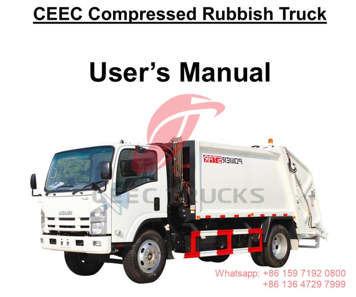 Moldova--ISUZU ELF 8CBM manual truk sampah pemuat belakang