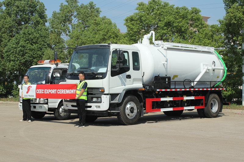 Afrika - Truk vakum ISUZU FTR dan truk derek NKR berhasil dikirim ke Afrika